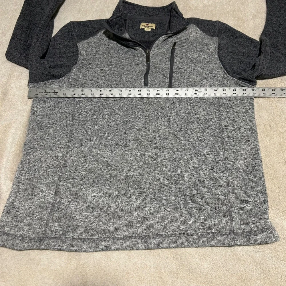 Woolrich Quarter Zip Pullover Mens XL Grey Heathered Fleece Sweater 1128